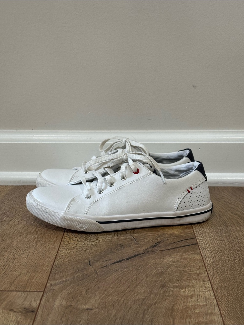 Kids Sperry White Leather Low-Top Sneakers